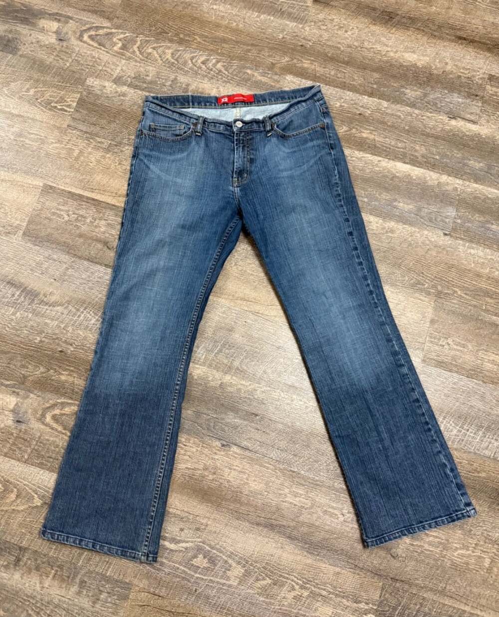 Express Womens Boot Jeans Size 12 Dark Wash Low Rise Stretch Y2K Denim X2